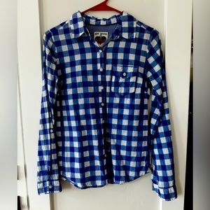 Women’s size small girl, crazy brand, blue white plaid blouse